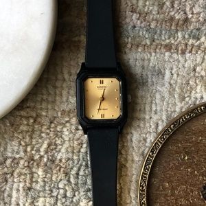 Casio Wristwatch with Gold Face and Black Band